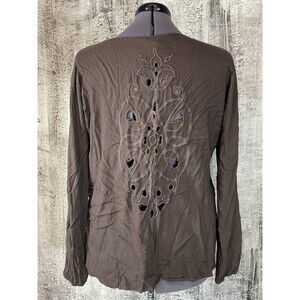 Ariat Brown Long Sleeve Top Lace Back Womens XXL Brown western